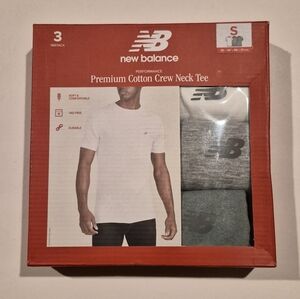 New Balance Men's Crew Neck Tee - White, Green and Gray 3 Pack Size S